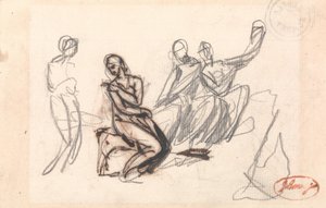 着席3体と立位1体 作： George Romney